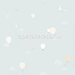   ICH NOA vlies anyagú kék, beige, fehér színű légballonos gyerek tapéta