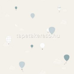   ICH NOA vlies anyagú beige, fehér, türkiz színű légballonos gyerek tapéta