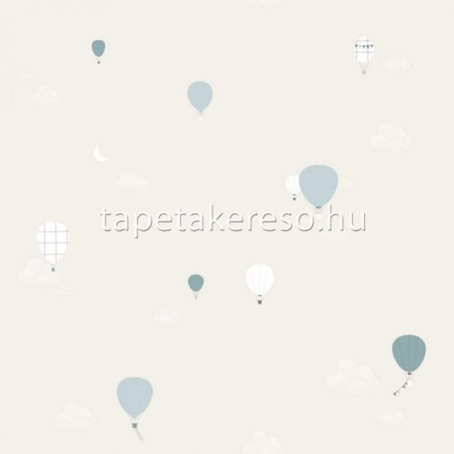 ICH NOA vlies anyagú beige, fehér, türkiz színű légballonos gyerek tapéta