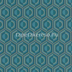   Rasch Sophia vlies anyagú kék, arany színű geometriai romantikus tapéta