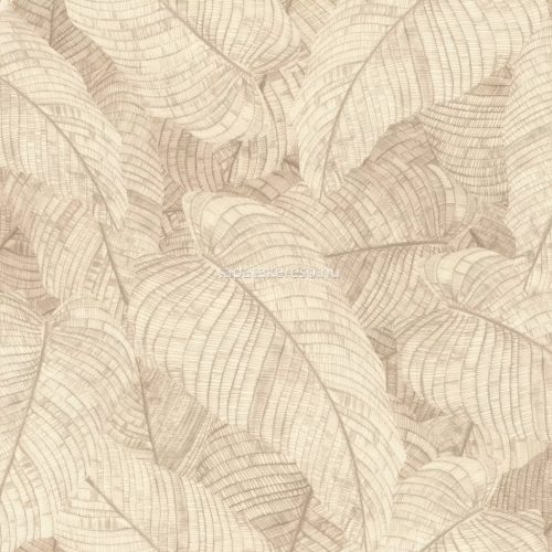 Rasch Amara vlies, vinyl anyagú krém, barna színű leveles modern, natural tapéta