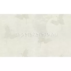   Decori & Decori ZEN vlies, vinyl anyagú fehér, szürke színű madaras, keleties, textilhatású modern tapéta