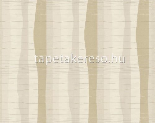 Decori & Decori ZEN vlies, vinyl anyagú beige, barna, törtfehér színű hullámos, vonalas, textilhatású modern tapéta