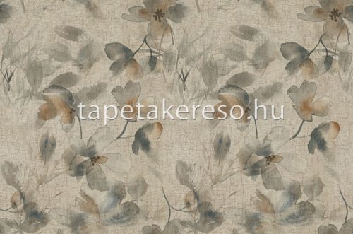 Decori & Decori ZEN vlies, vinyl anyagú barna, kék színű virágos, textilhatású modern tapéta