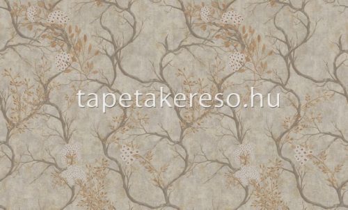 Decori & Decori ZEN vlies, vinyl anyagú barna, bronz színű fás, virágos modern tapéta