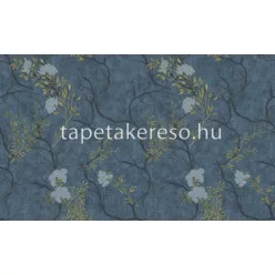   Decori & Decori ZEN vlies, vinyl anyagú kék, arany színű fás, virágos modern tapéta