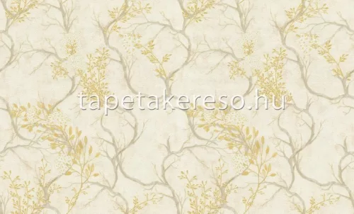 Decori & Decori ZEN vlies, vinyl anyagú beige, sárga színű fás, virágos modern tapéta