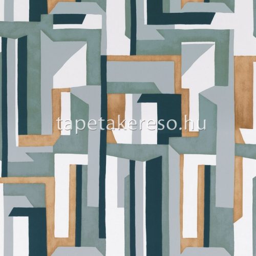 Casamance Misura vlies anyagú szürke, kék, arany, törtfehér színű geometriai modern tapéta
