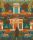 Rasch Indian Style vlies, vinyl anyagú narancssárga, zöld, kék, barna színű épület, állatos, fás, keleti motívumos modern tapéta