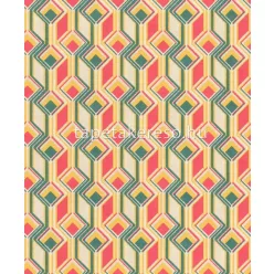   Rasch Indian Style vlies, vinyl anyagú sárga, zöld, beige, rózsaszín színű geometriai modern tapéta