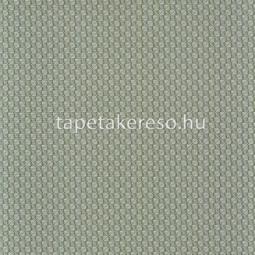 Casamance Manille vinyl, vlies anyagú türkiz színű kockás, geometriai, szövethatású natural tapéta