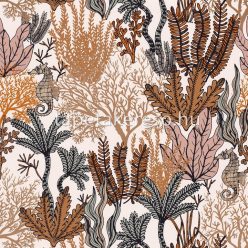   Casamance Orphée vlies anyagú barack, korall, bronz, fekete, türkiz színű tenger modern tapéta