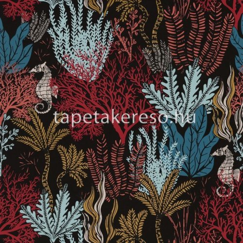 Casamance Orphée vlies anyagú fekete, kék, piros, arany, rosegold színű tenger modern tapéta