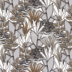   Casamance Orphée vlies anyagú fehér, szürke, barna színű állatos, leveles modern tapéta
