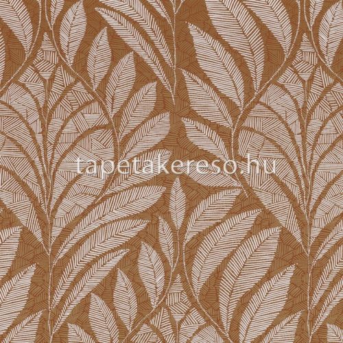 Casamance Printems Viennois vlies anyagú rozsdabarna, arany, törtfehér színű leveles modern tapéta