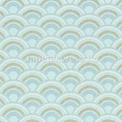   Casamance Printems Viennois vlies anyagú türkiz, arany, törtfehér színű art deco modern tapéta