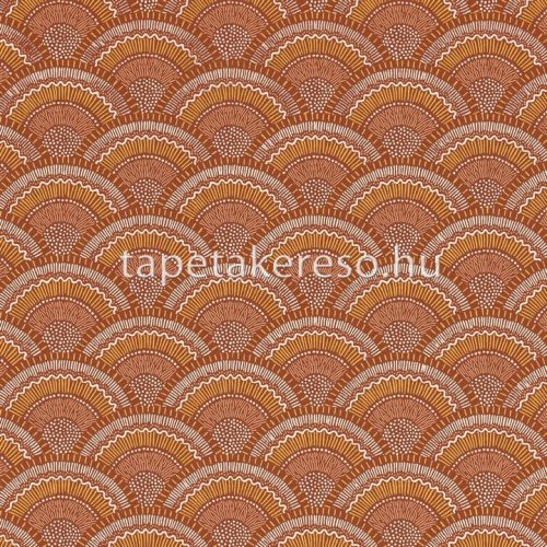 Casamance Printems Viennois vlies anyagú rozsdabarna, mustársárga, törtfehér színű art deco modern tapéta
