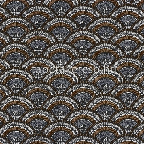 Casamance Printems Viennois vlies anyagú fekete, bronz, fehér, kék színű art deco modern tapéta