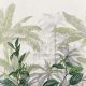 Casamance Manille vinyl, vlies anyagú fehér, szürke, zöld színű növényes, leveles natural tapéta