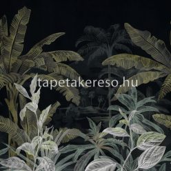   Casamance Manille vinyl, vlies anyagú zöld, fehér színű növényes, leveles natural tapéta