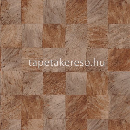 Casamance Végétal vlies, vinyl anyagú barna színű kockás, famintás natural tapéta