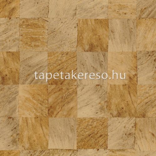 Casamance Végétal vlies, vinyl anyagú barna színű kockás, famintás natural tapéta