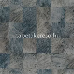   Casamance Végétal vlies, vinyl anyagú kék, barna színű kockás, famintás natural tapéta