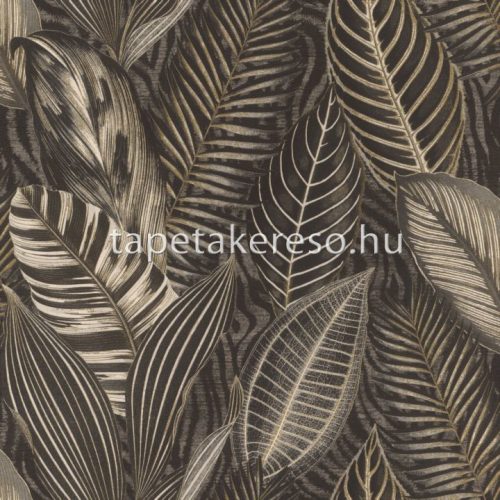 Rasch African Queen vlies, vinyl anyagú szürke, barna színű leveles modern, natural tapéta