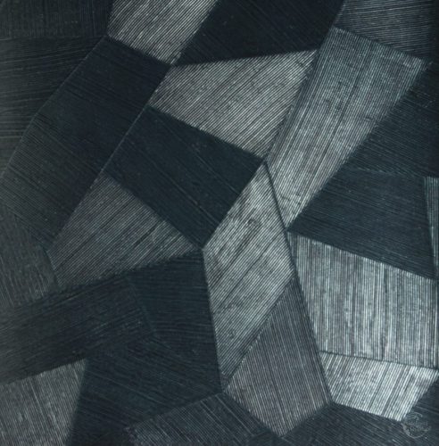 Arte Monsoon papír, vinyl anyagú szürke, kék színű geometriai, struktúrált modern tapéta