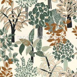   Casamance Golfe Du Bengale vlies, vinyl anyagú fehér, zöld, barna színű fás, leveles, szövethatású modern, natural tapéta