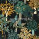 Casamance Golfe Du Bengale vlies, vinyl anyagú fekete, zöld, beige, okker, rozsdabarna színű fás, leveles, szövethatású modern, natural tapéta