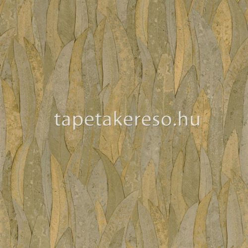 Casamance Golfe Du Bengale vlies, vinyl anyagú zöld, mustársárga színű struktúrált, leveles modern, natural tapéta