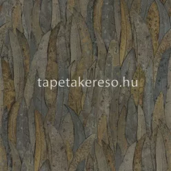  Casamance Golfe Du Bengale vlies, vinyl anyagú barna, szürke színű struktúrált, leveles modern, natural tapéta