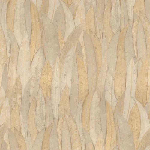 Casamance Nature Précieuse vlies, vinyl anyagú barna, okker színű leveles modern, natural tapéta