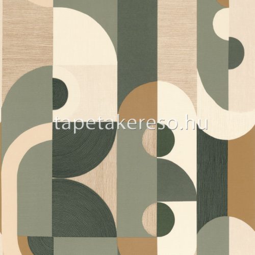 Casamance Mouvements vlies, vinyl anyagú beige, barna, zöld, keki színű geometriai modern tapéta