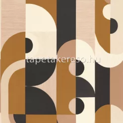   Casamance Mouvements vlies, vinyl anyagú beige, barna, fekete, törtfehér színű geometriai modern tapéta