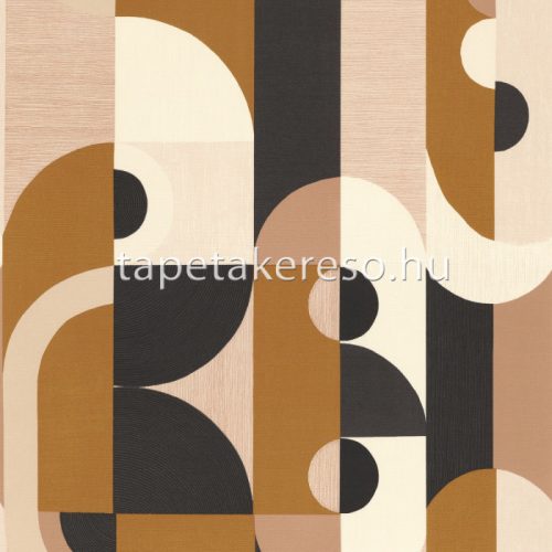 Casamance Mouvements vlies, vinyl anyagú beige, barna, fekete, törtfehér színű geometriai modern tapéta