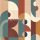 Casamance Mouvements vlies, vinyl anyagú beige, barna, kék, zöld, törtfehér, mályva színű geometriai modern tapéta