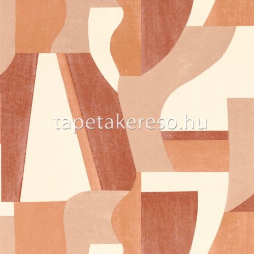 Casamance Mouvements vlies, vinyl anyagú beige, barna, terrakotta színű geometriai modern tapéta