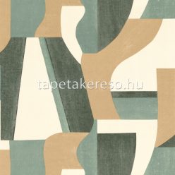   Casamance Mouvements vlies, vinyl anyagú beige, barna, zöld színű geometriai modern tapéta