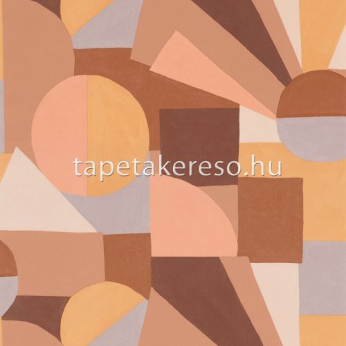 Casamance Mouvements vlies, vinyl anyagú beige, lila, narancssárga, barna, barack színű geometriai modern tapéta
