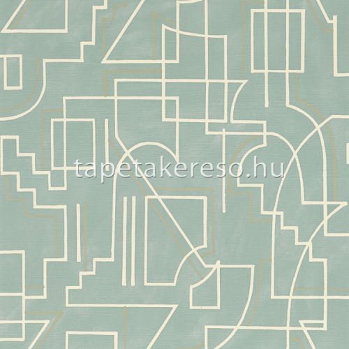 Casamance Mouvements vlies, vinyl anyagú fehér, türkiz, keki színű geometriai modern tapéta