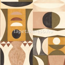   Casamance Mouvements vlies, vinyl anyagú barna, szürke, keki, beige színű geometriai modern tapéta