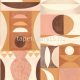 Casamance Mouvements vlies, vinyl anyagú beige, barack, barna színű geometriai modern tapéta