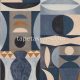 Casamance Mouvements vlies, vinyl anyagú beige, kék, barna, fekete színű geometriai modern tapéta
