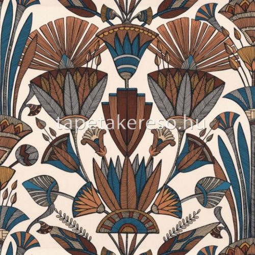 Casanance BORD DU NIL vlies anyagú törtfehér, kék, szürke, barna színű art deco modern tapéta