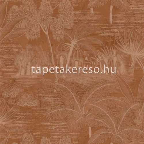 Casanance BORD DU NIL vlies anyagú terrakotta színű épület, fás modern tapéta