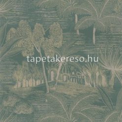   Casanance BORD DU NIL vlies anyagú zöld, arany színű épület, fás modern tapéta
