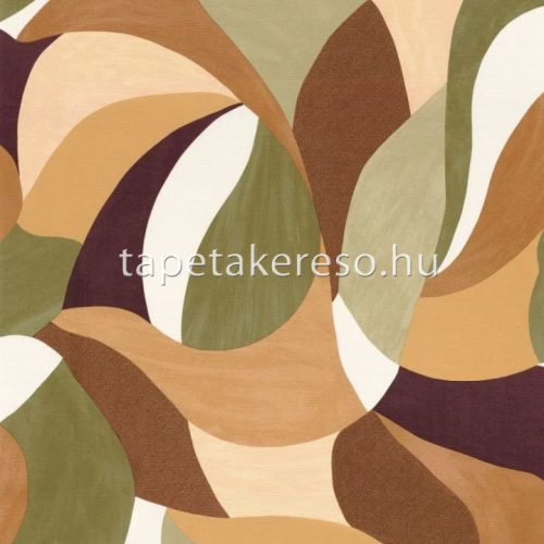 Casanance TERRA ROSSA vlies, vinyl anyagú fehér, barna, zöld, sárga színű absztrakt, textilhatású modern tapéta