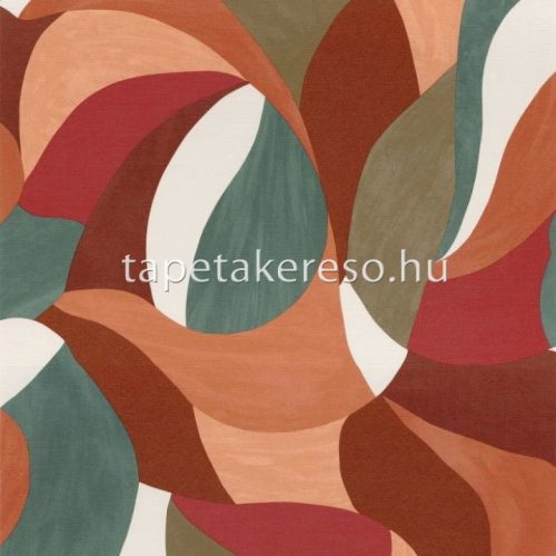 Casanance TERRA ROSSA vlies, vinyl anyagú zöld, barna, fehér, barack, bordó színű absztrakt, textilhatású modern tapéta